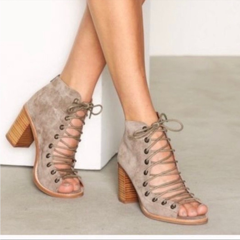 Jeffrey Campbell Cors Lace Up Peep Toe Booties